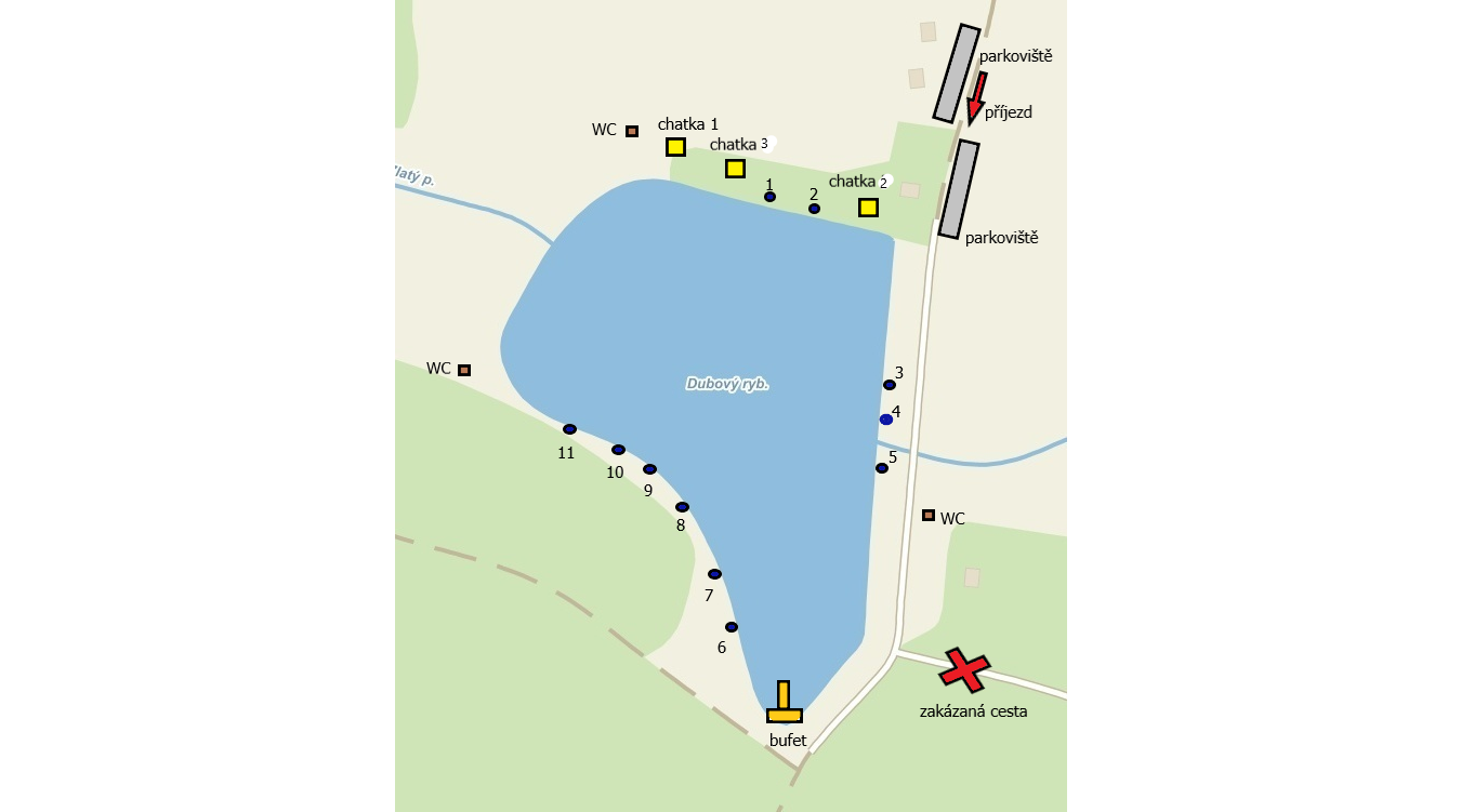 Mapa míst pro rybaření